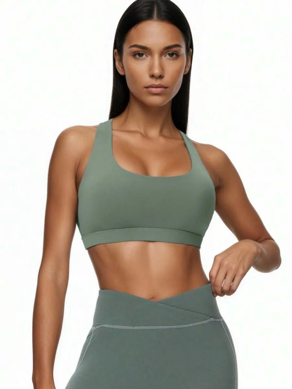 Scoop Neck Sports Bra with Removable Pads