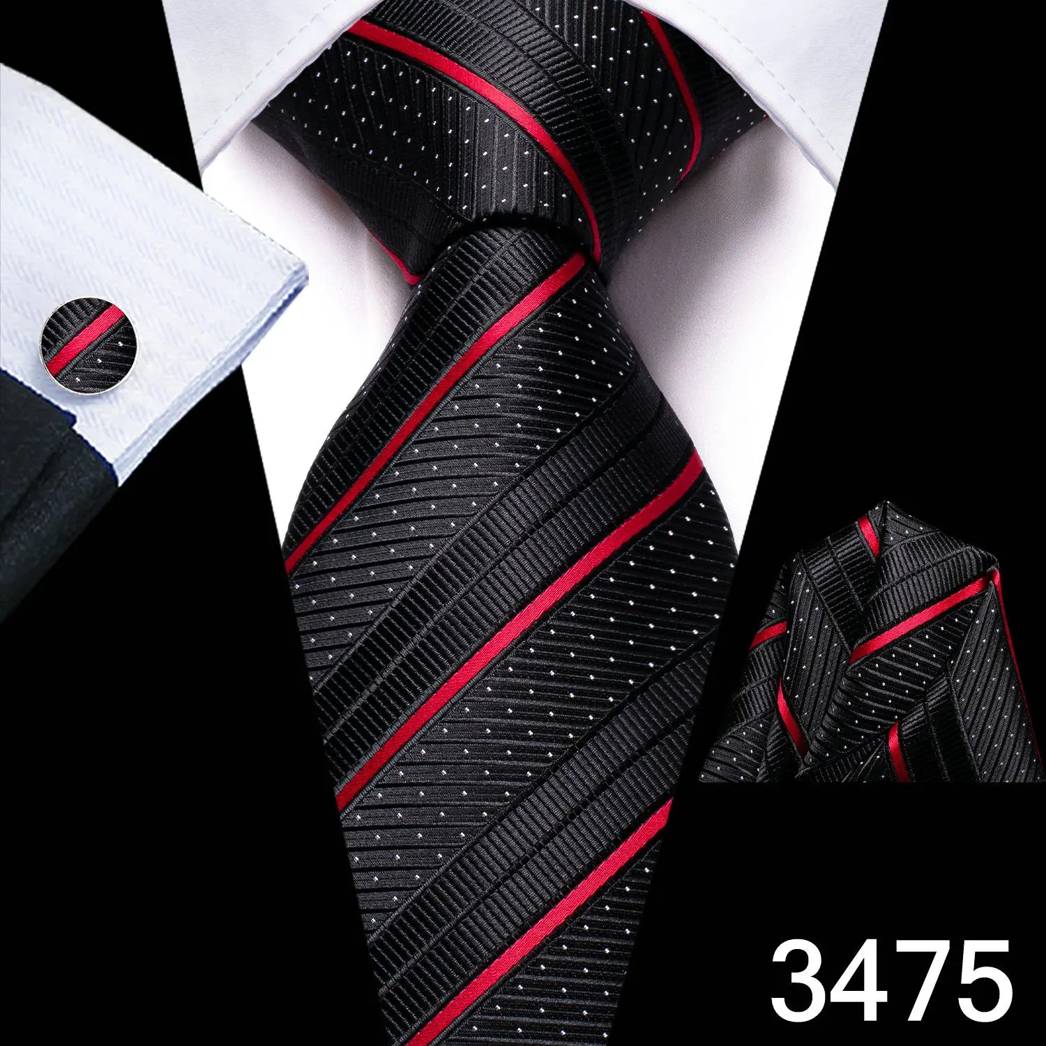 Free Shipping Business Design Jacquard Paisley Mens Silk Tie Gift Tie Cufflinks Hanky 3pc One Set
