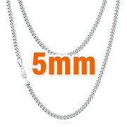 Silver-tone 5MM Cuban curb link necklace in stainless steel
