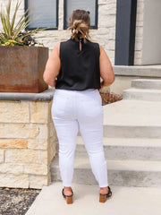 Plus size medium-wash denim jeans, full-length everyday staple