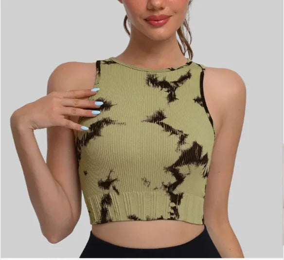 Women's Four-Way Stretch Seamless Yoga Crop Tank Top