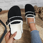 Bohemian fleece-lined slippers with thick cushioned sole