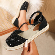 Round-toe beach sandals with front and rear strap design
