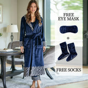 Red flannel robe with relaxed fit for lounging at home