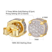 Iced Out CZ Studs in 925 sterling silver with 14K gold plating