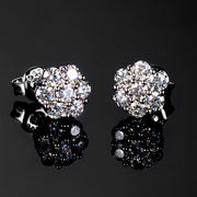Maanga moissanite flower cluster stud earrings in gold-plated 925 sterling silver