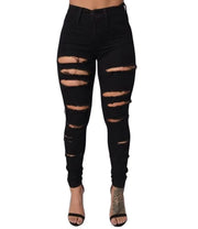 High Waist Skinny Pencil Pants for Women in solid black