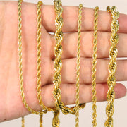 Rope chain necklace available in multiple lengths from 16 to 24 inches