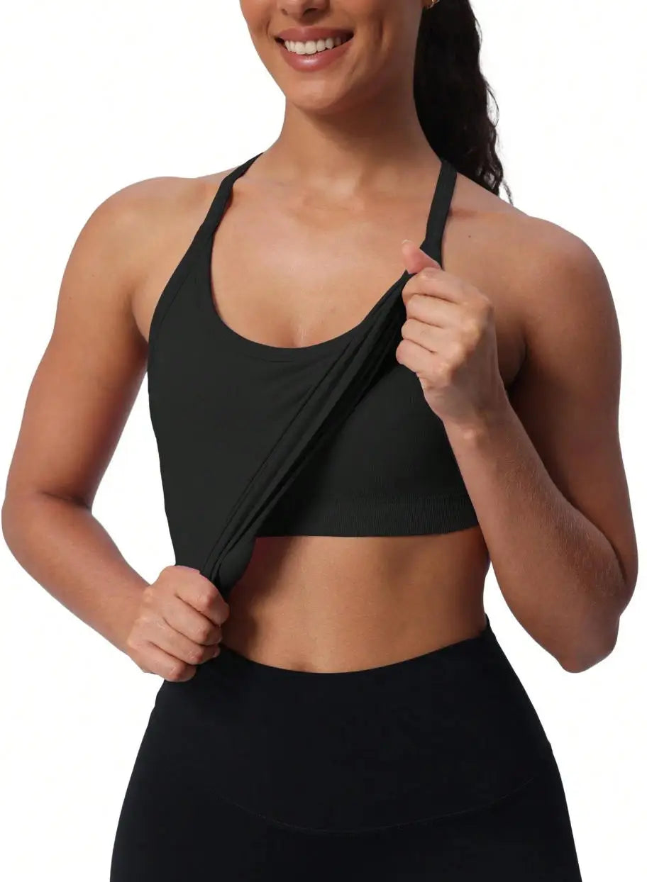 Seamless Workout Tank Tops for Women with Built-In Bra