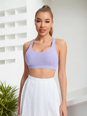 Crisscross back straps on Maanga breathable sports bra
