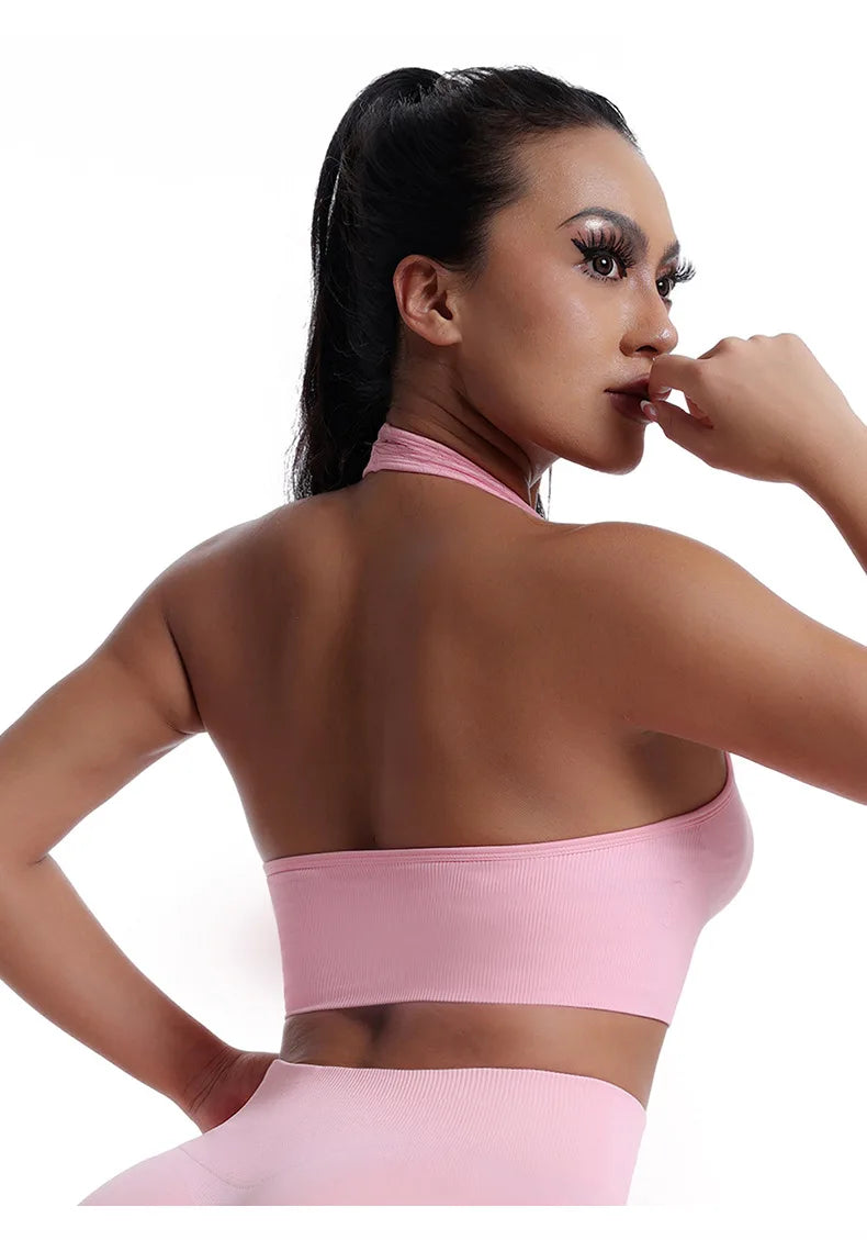 Women Seamless Breathable High Support Yoga Sports Bra for Removable Pads Push-Up