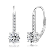 Gold-plated Moissanite Drop Earrings with round brilliant-cut stones