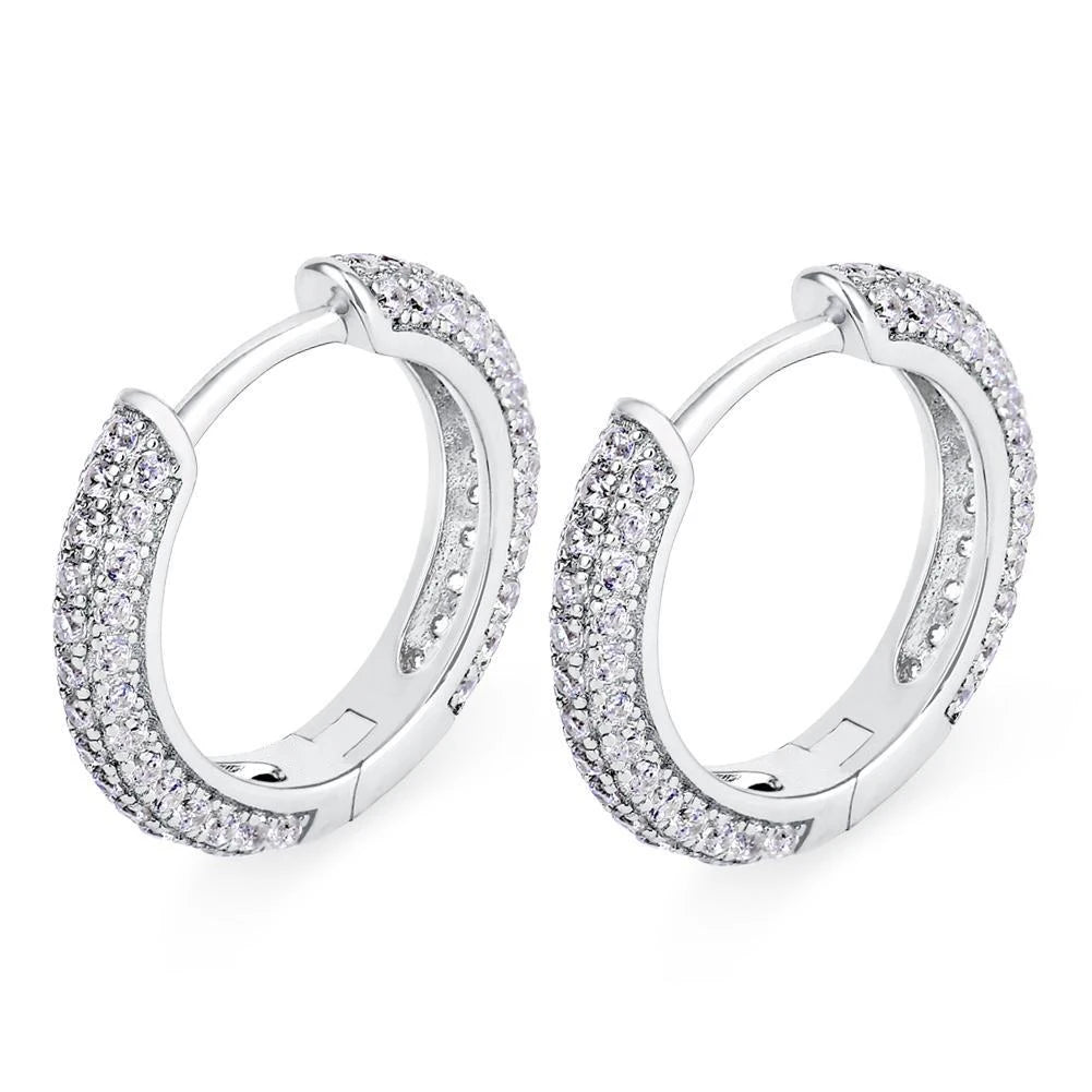 14K Gold Plated 925 Silver CZ Huggie Hoop Earrings