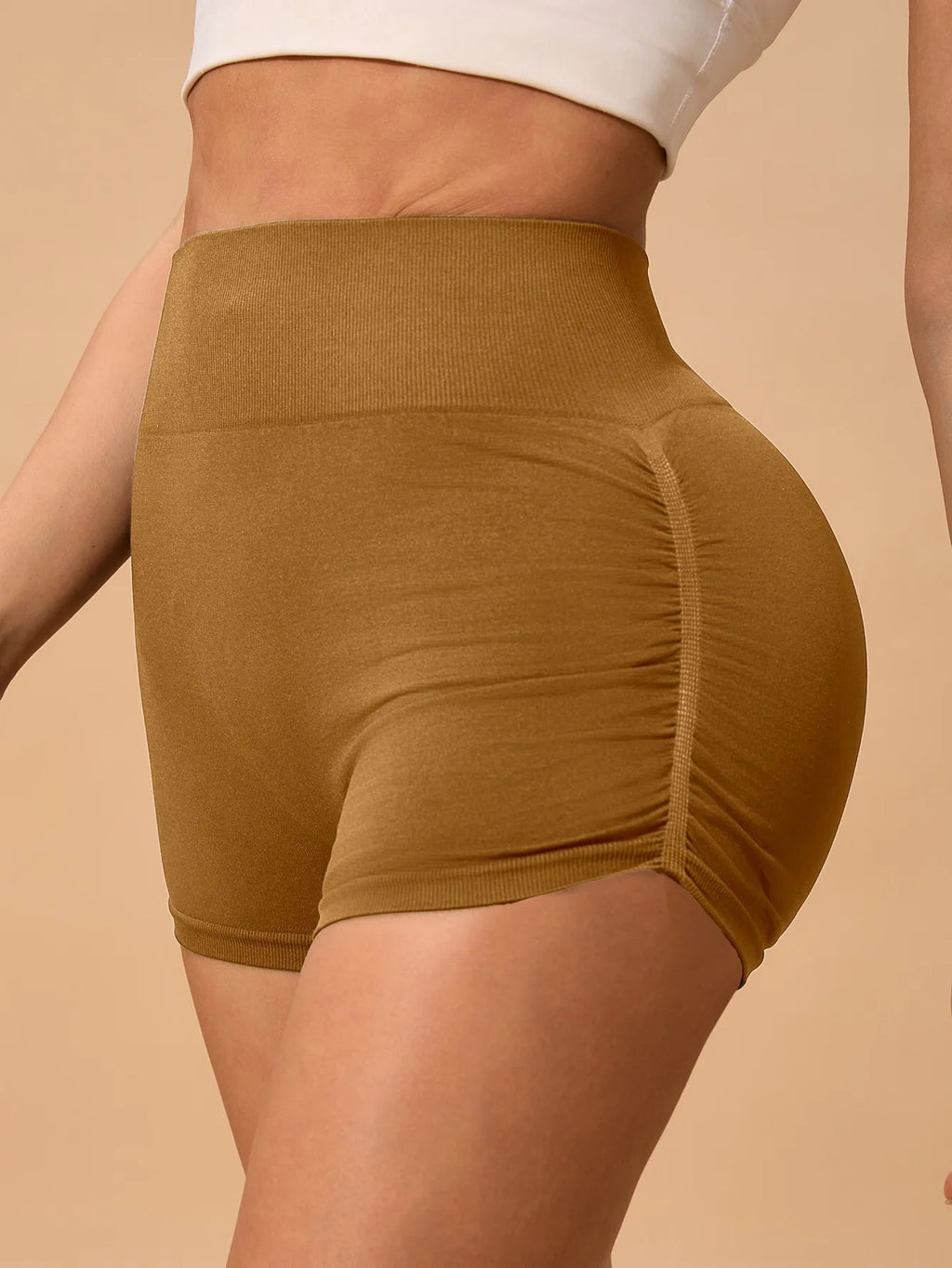 Womens Seamless Fitted High Waist Yoga Shorts Scrunch Butt Lifting 3''- Medium Waisted Booty Workout Volleyball  Shorts
