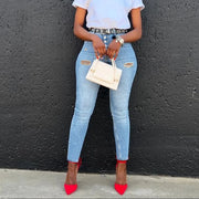 Light Blue Skinny Jeans with slim pencil-cut fit