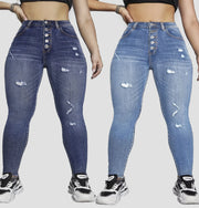 High waist plus size skinny pencil jeans in stone wash denim for women