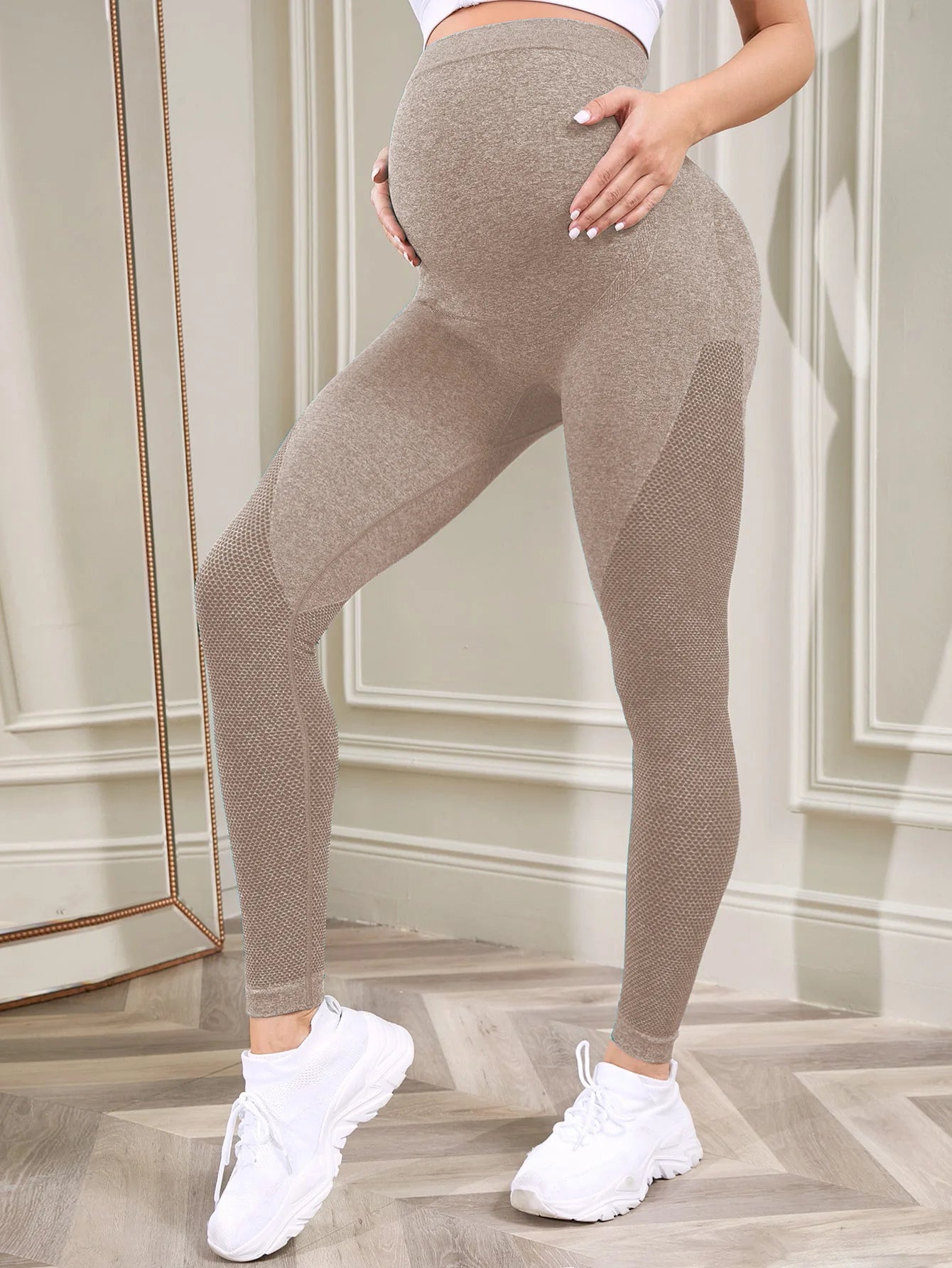 Maternity Solid Color High Waist Casual Leggings Abdominal Support Yoga Pilates Pregnancy Training Pants