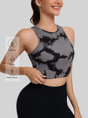 Lightweight yoga crop tank with breathable seamless construction