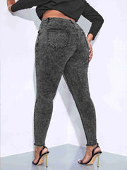 Slim-fit plus size skinny jeans in solid dark gray wash