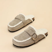 Velvet upper slippers with subtle buckle accent boho detail