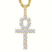 Iced Out Cross Pendant Necklace in Gold-0027 variant