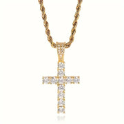 Iced Out Cross Pendant Necklace in Gold-0026 variant
