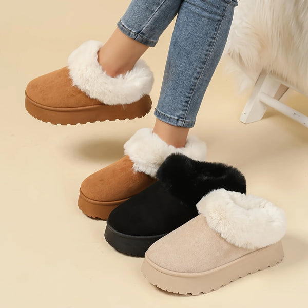 Women's Plush-Lined Slip-On Winter Snow Boots