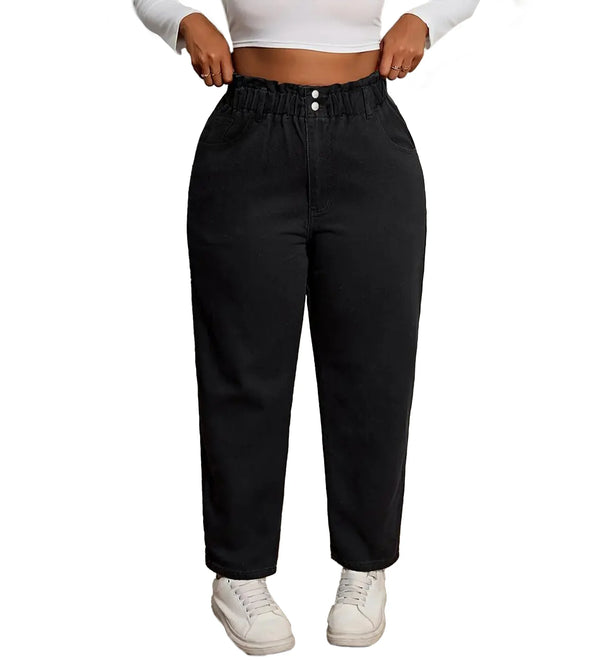 Plus Size Dark Wash High Waist Wide Leg Denim Jeans