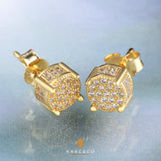 Iced Out sterling silver studs with light-catching cubic zirconia detail