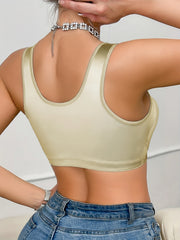 Non-adjustable strap sports bra for medium-support workouts