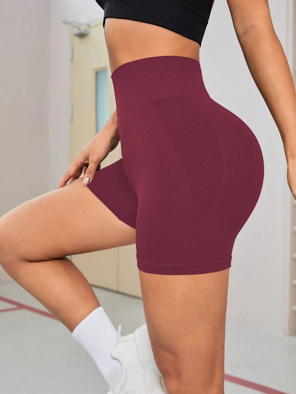 Women's Seamless High Waisted Scrunch Butt Lifting Yoga Shorts Quick Dry Breathable Fitness Tight Shorts for Workout Running