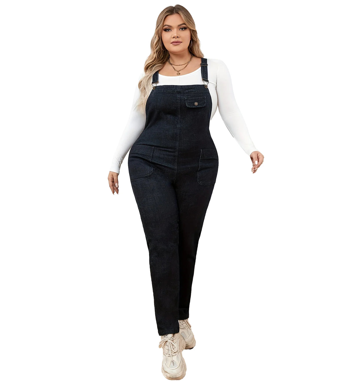 Maanga high waist sleeveless denim romper with functional pockets in a relaxed loose fit