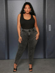 Slim fit pencil jeans in stretchy washed poly-cotton denim