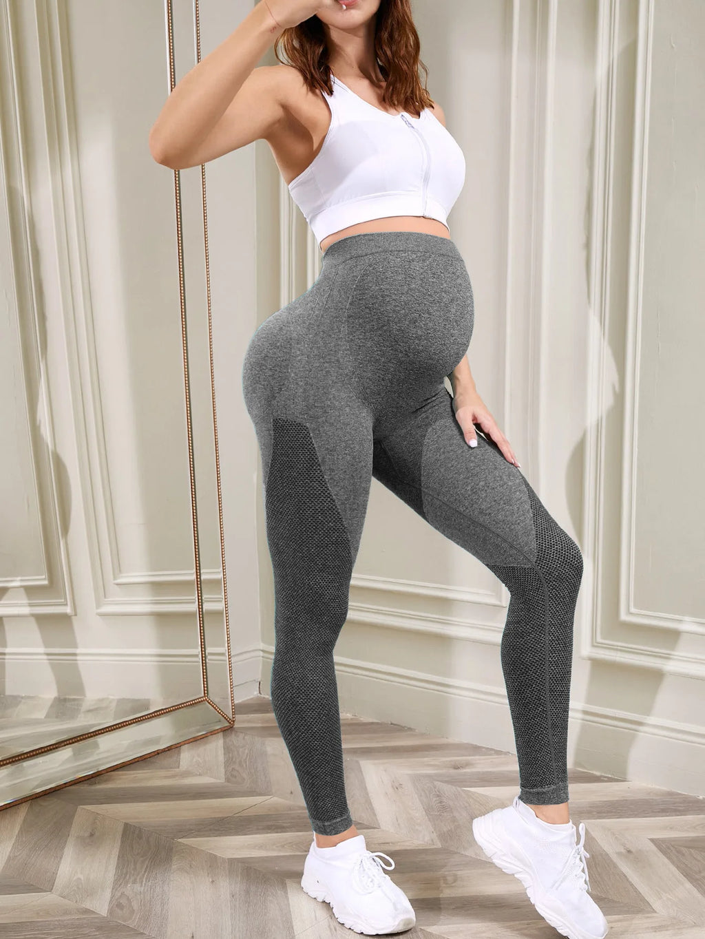 Maternity Solid Color High Waist Casual Leggings Abdominal Support Yoga Pilates Pregnancy Training Pants