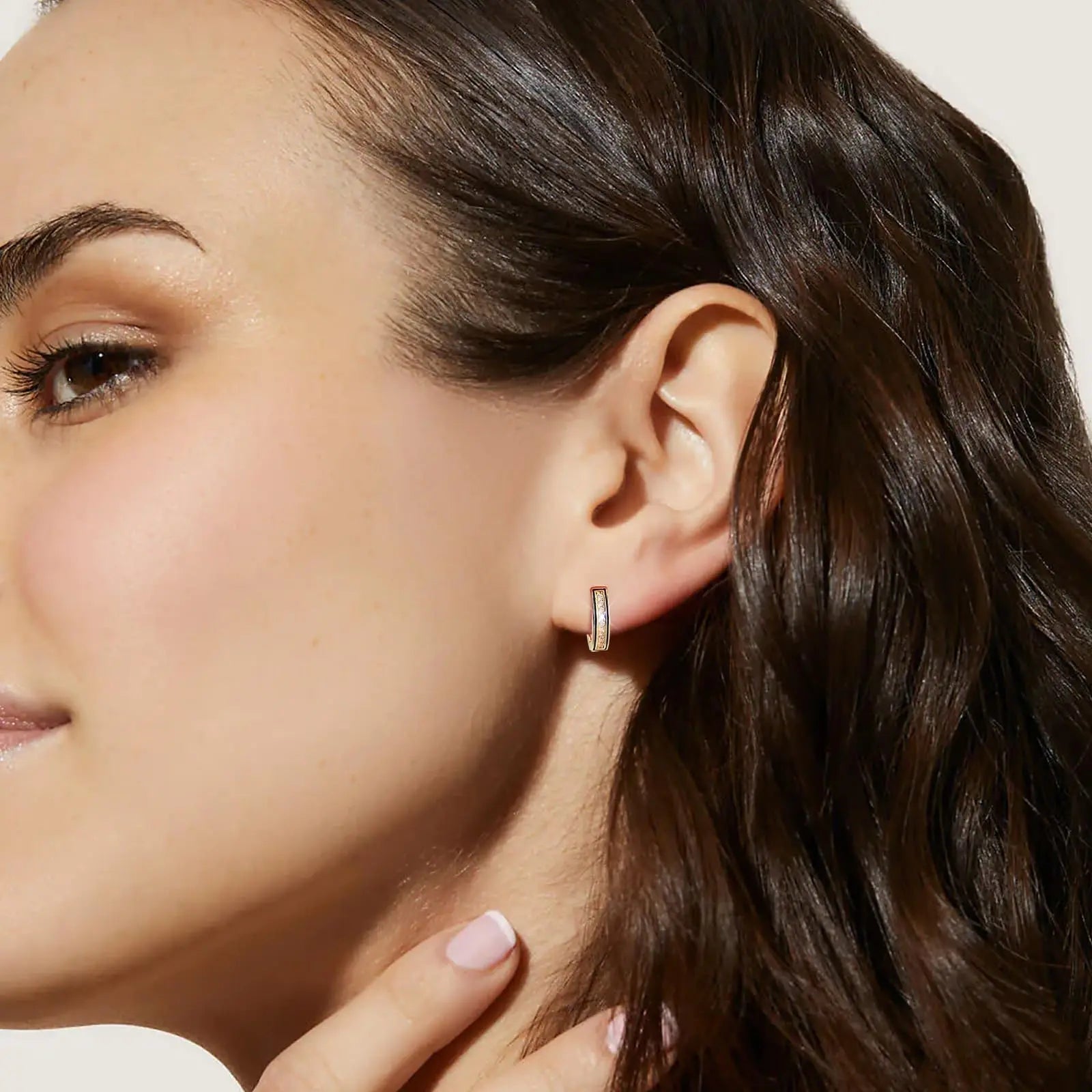 14K Gold Plated Huggie Hoop Earrings — 5A CZ 925 Silver