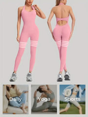 Tummy control yoga jumpsuit with gentle compression and flattering lift