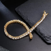 Tennis bracelet with secure claw setting keeping the CZ row even and bright