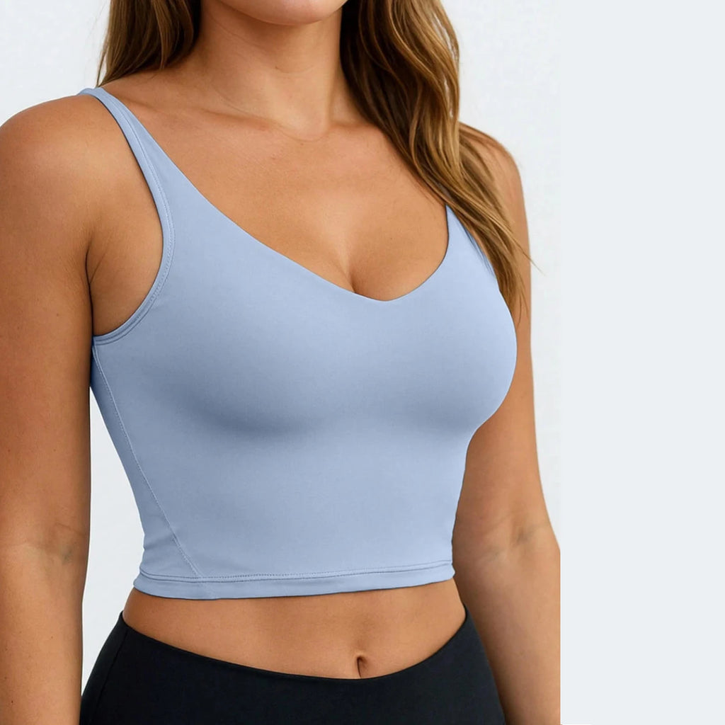 Women's Breathable High Support Yoga Sports Bra With Removable Chest Pads Lightweight Sleeveless Tank Tops for Workout Running