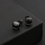 Round brilliant-cut CZ stud earrings, unisex design