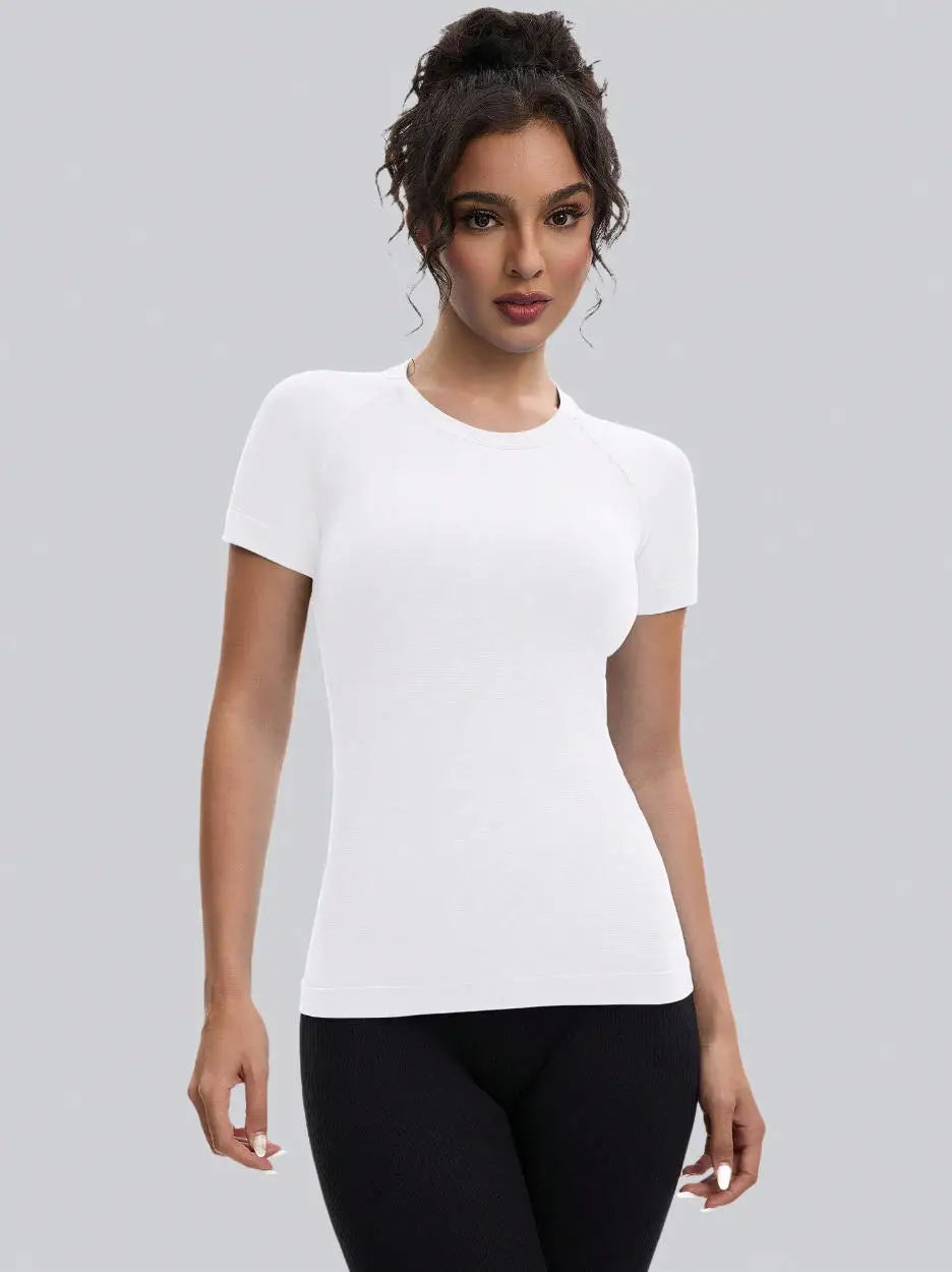 Women's Lightweight Breathable Athletic Gym Shirt Seamless Short Sleeve Workout Tops Yoga Workout Shirts