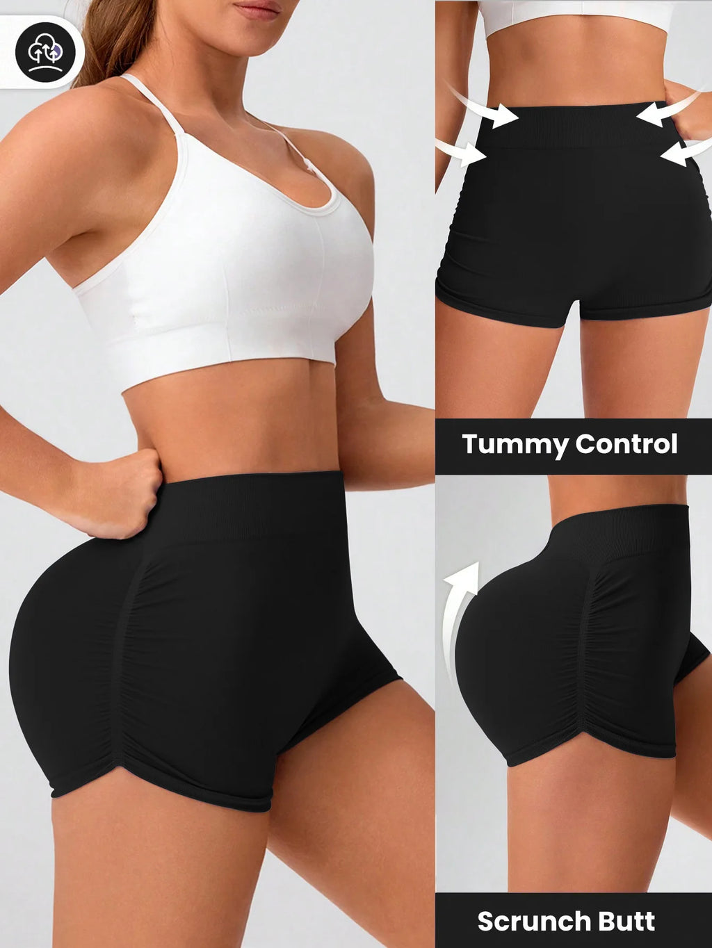 Workout Shorts for Women Scrunch Butt Lifting 3''- Medium Waisted Booty Workout Volleyball Yoga Seamless Shorts