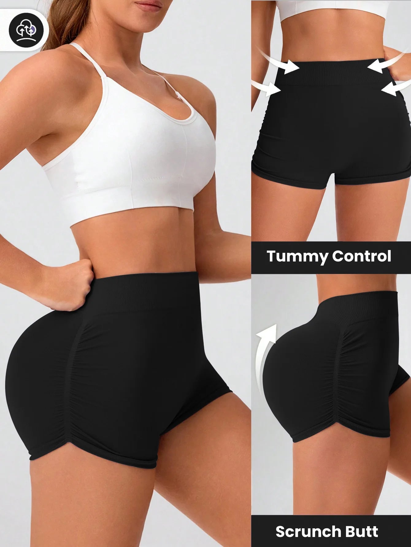 Workout Shorts for Women Scrunch Butt Lifting 3''- Medium Waisted Booty Workout Volleyball Yoga Seamless Shorts