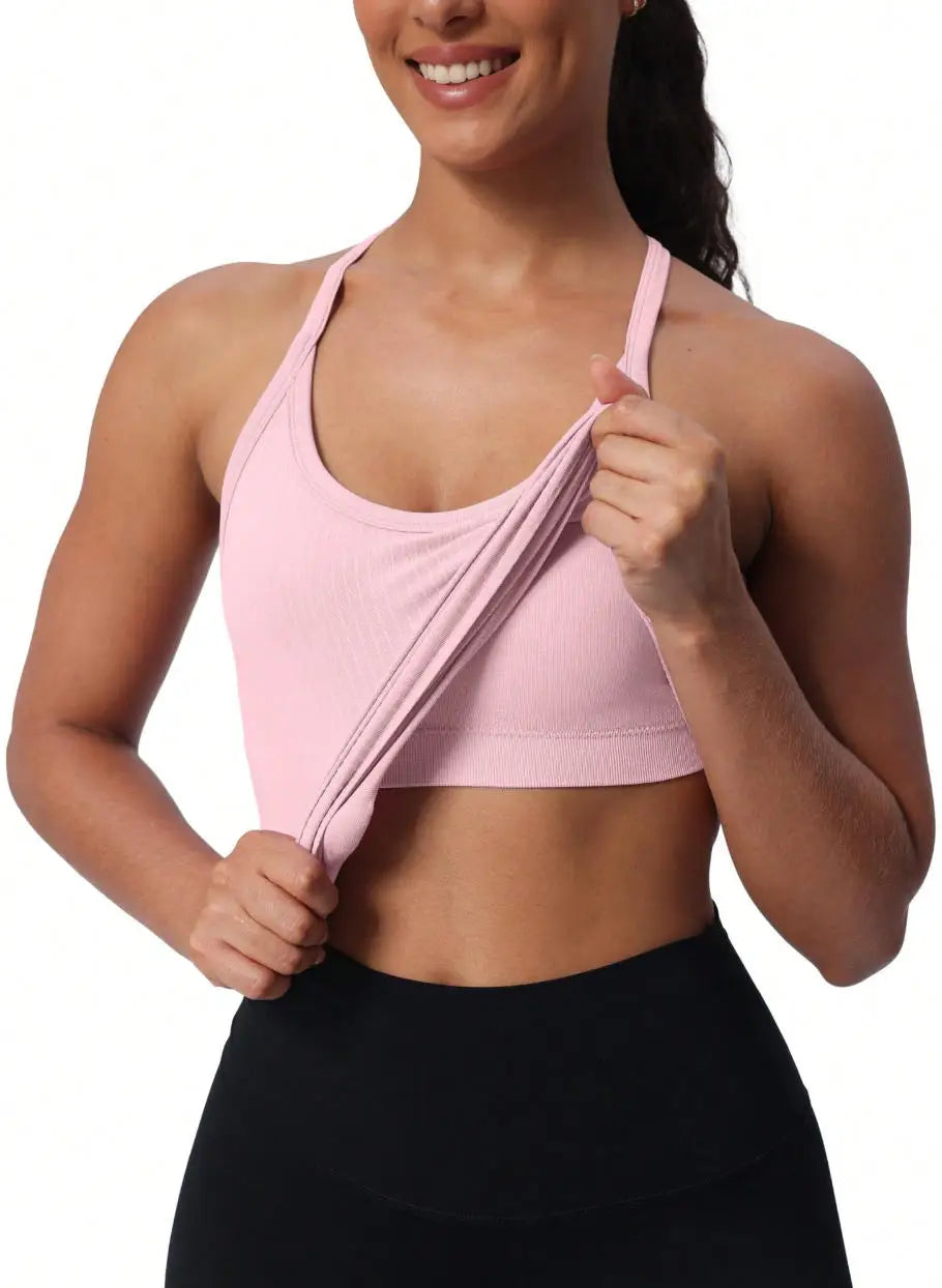 Seamless Workout Tank Tops for Women with Built-In Bra