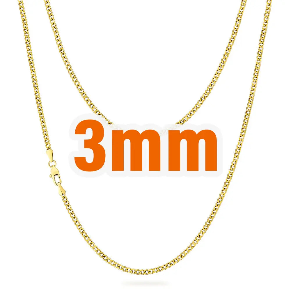 14K Gold Plated 3mm Cuban Link Chain Necklace