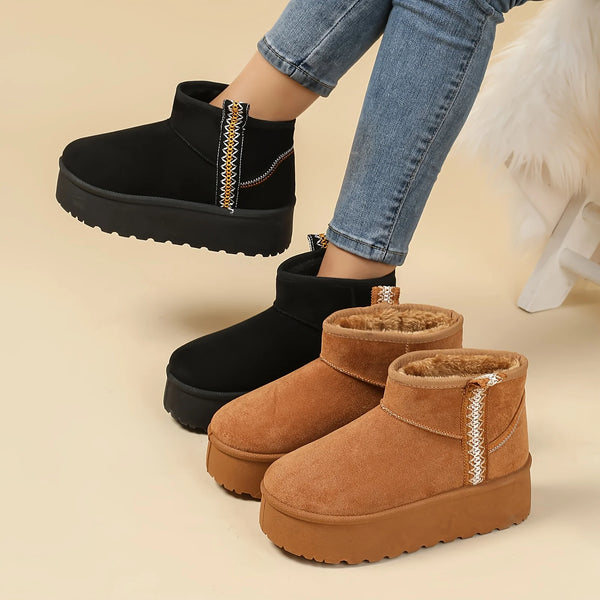 Bohemian Plush-Lined Winter Snow Ankle Boots