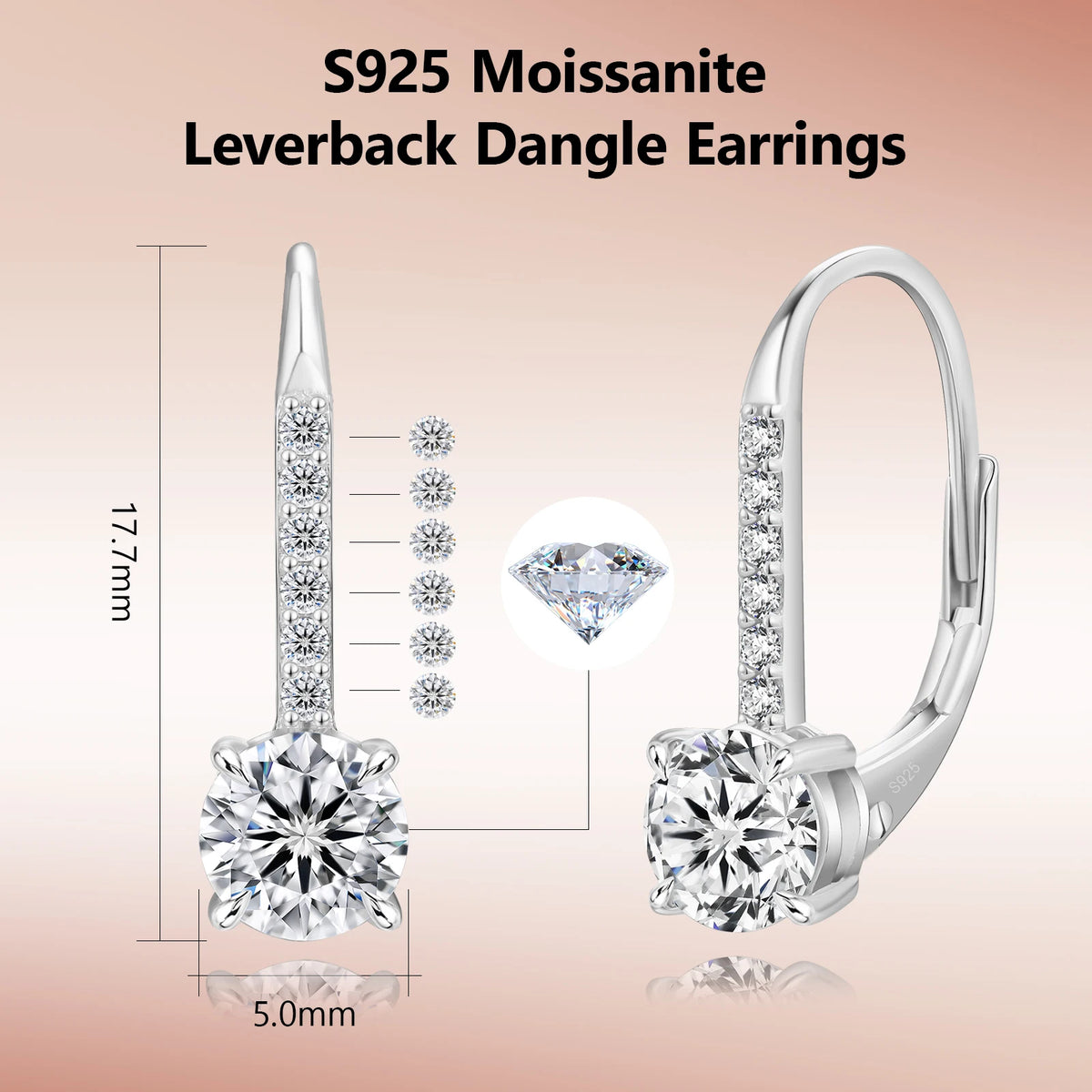 Maanga Moissanite Drop Earrings in gold-plated 925 sterling silver