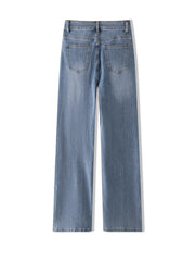 Plus Size High Waist Mom Jeans in solid light blue wash