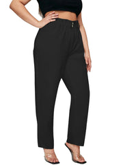 Plus size wide leg jeans with washed denim finish and relaxed fit