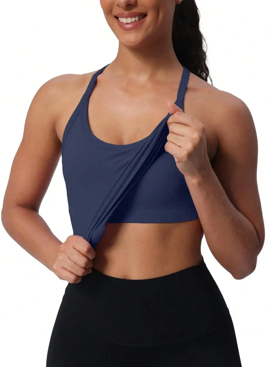 Seamless Workout Tank Tops for Women with Built-In Bra