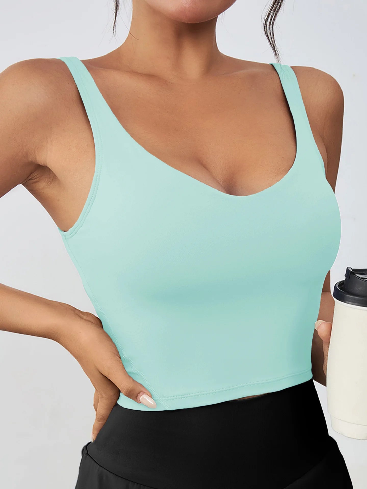 Women's Breathable High Support Yoga Sports Bra With Removable Chest Pads Lightweight Sleeveless Tank Tops for Workout Running